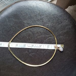 Two tone herringbone necklace with two tone pendant